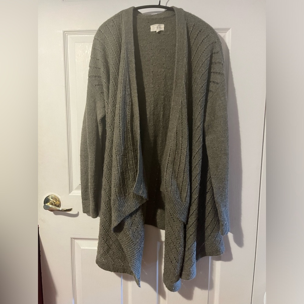 Lou & Gray Pointelle Wool Alpaca Blend Waterfall Cardigan